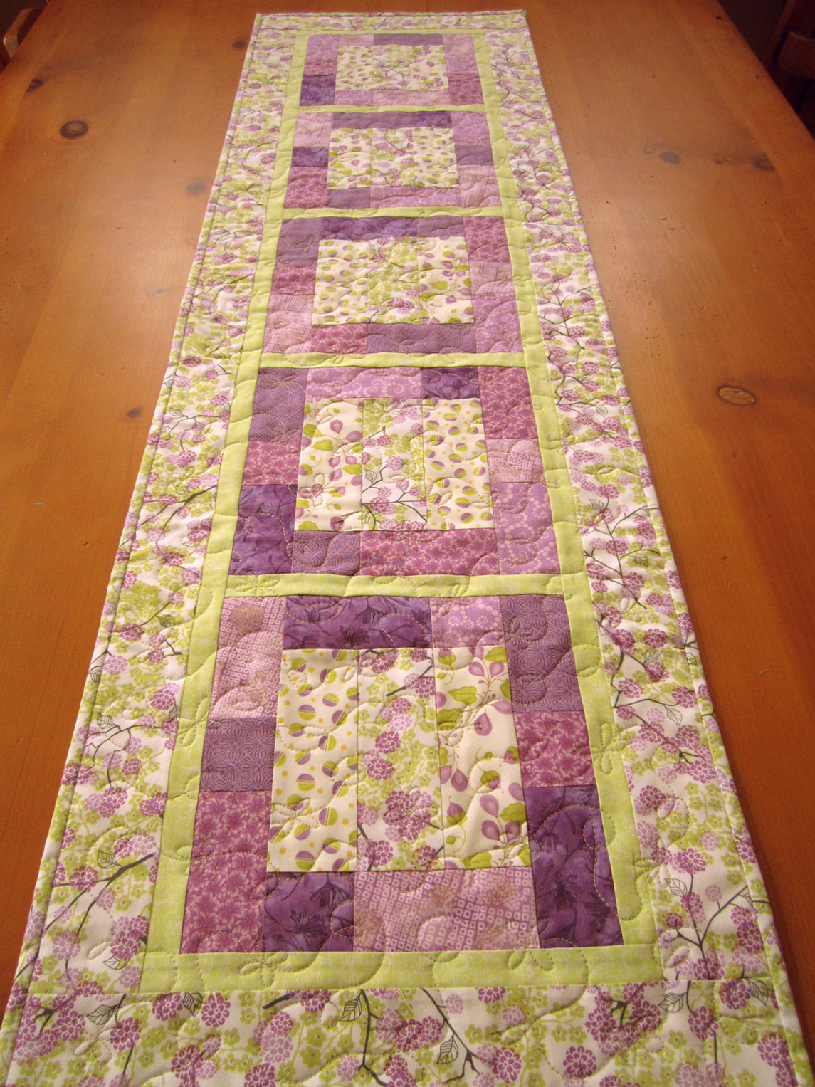 Quilted Table Runner Purple Floral