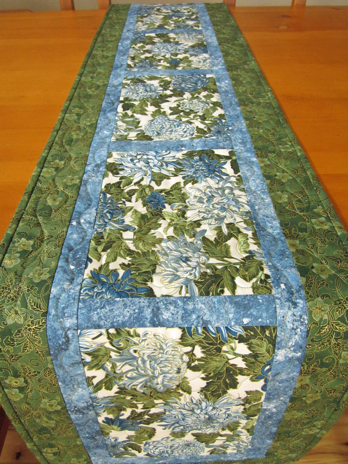 Quilted Table Runner, Patchwork Runner Blue Floral on Luulla