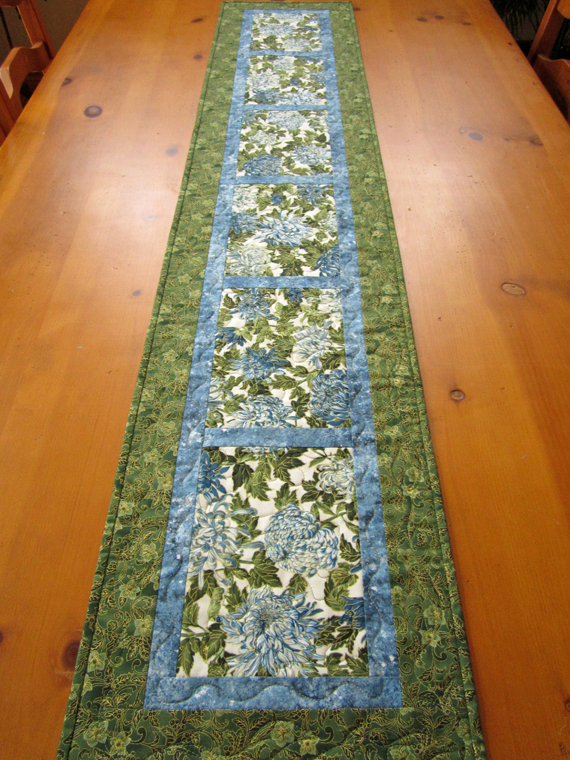 Quilted Table Runner, Patchwork Runner Blue Floral on Luulla