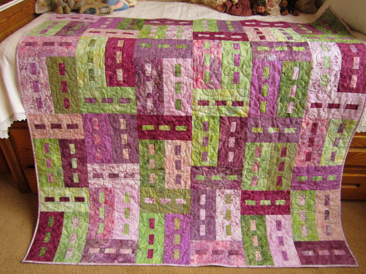 Handmade Quilt Purple And Green Batik Quilt on Luulla