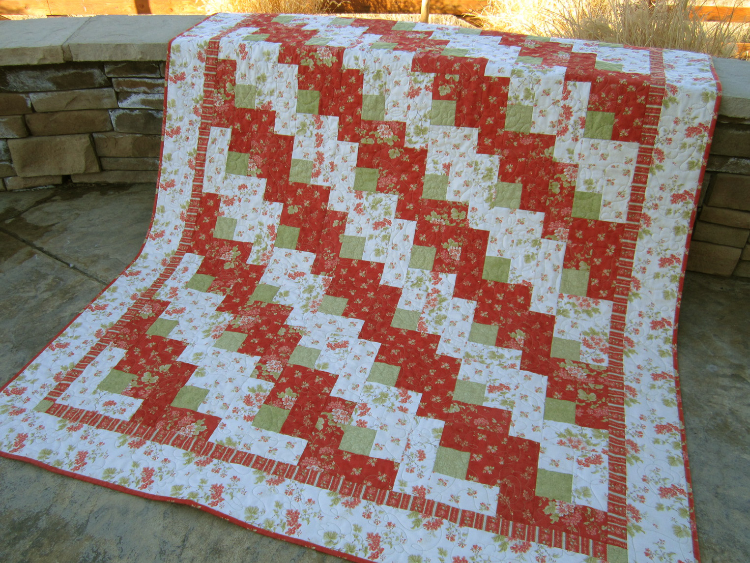 Handmade Quilt Floral Quilt, Lap Quilt, Patchwork Quilt on Luulla